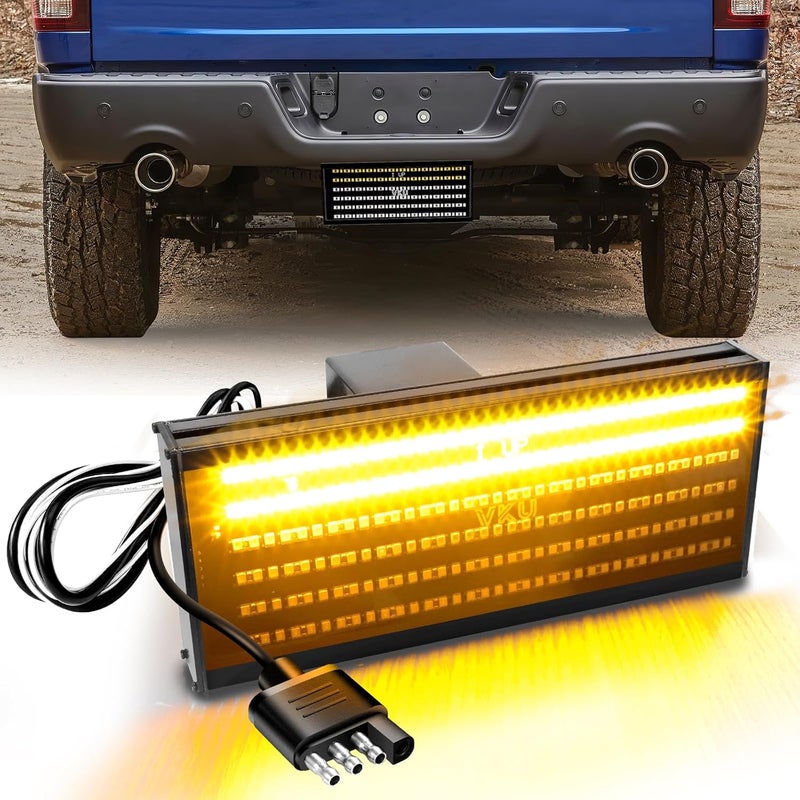 VKU Hitch Cover with LED Light, 6 Rows and 216 pcs LED Chips 6 Mode of Full Lighting Universal Fit 2" Receiver for Towing Truck Chevy (Chevrolet), Ford, GMC, Dodge RAM, Jeep, ATV SUV Van SUV - Image 1